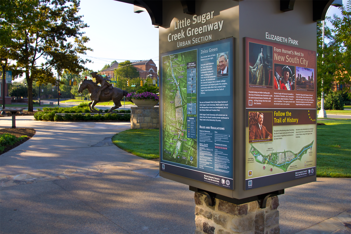 Little Sugar Creek Greenway signage system kiosk